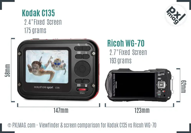 Kodak C135 vs Ricoh WG-70 Screen and Viewfinder comparison Kodak C135 vs Ricoh WG-70 Screen and Viewfinder comparison