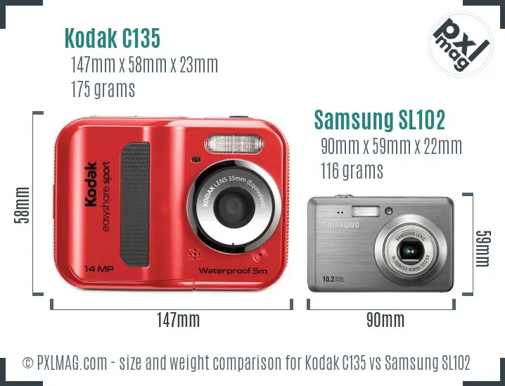 Kodak C135 vs Samsung SL102 size comparison Kodak C135 vs Samsung SL102 size comparison