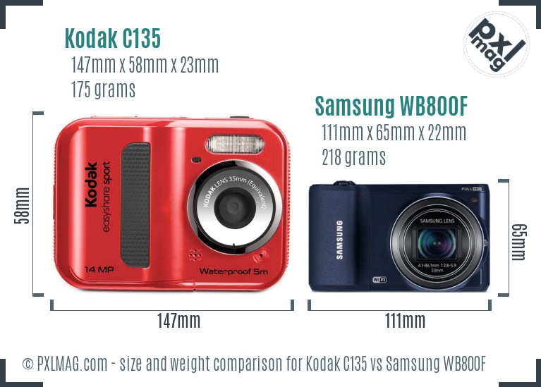 Kodak C135 vs Samsung WB800F size comparison Kodak C135 vs Samsung WB800F size comparison