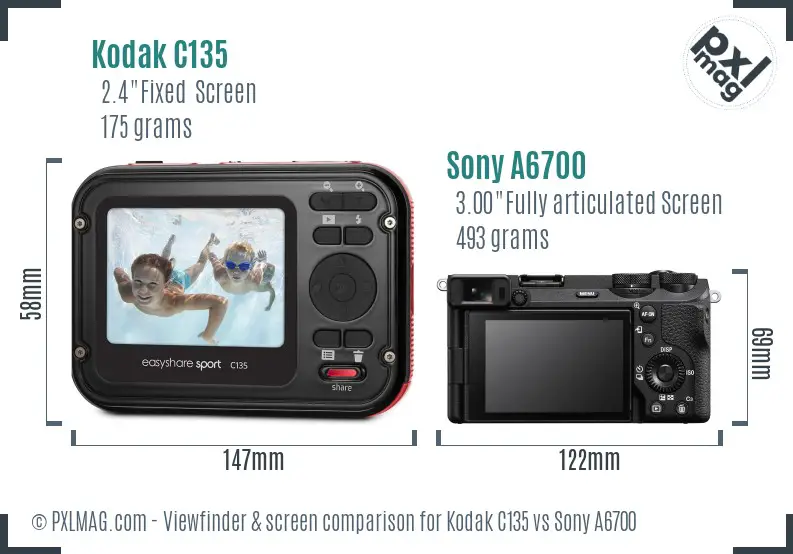 Kodak C135 vs Sony A6700 Screen and Viewfinder comparison Kodak C135 vs Sony A6700 Screen and Viewfinder comparison
