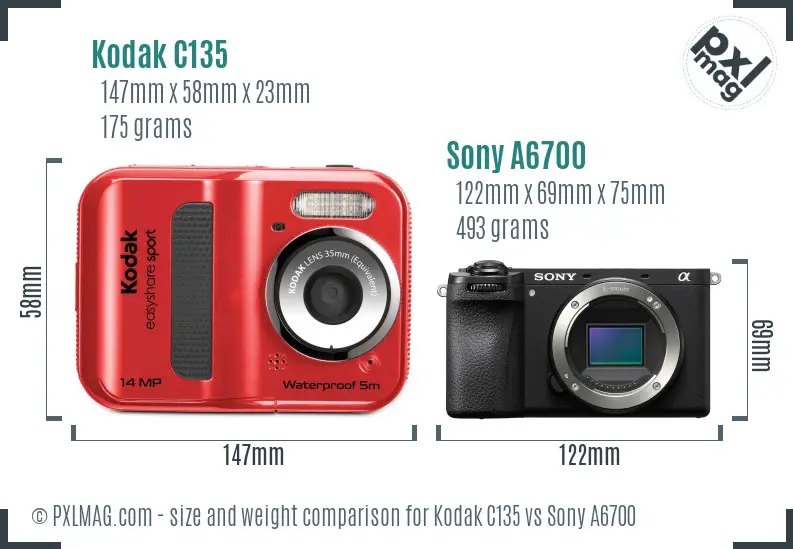 Kodak C135 vs Sony A6700 size comparison Kodak C135 vs Sony A6700 size comparison