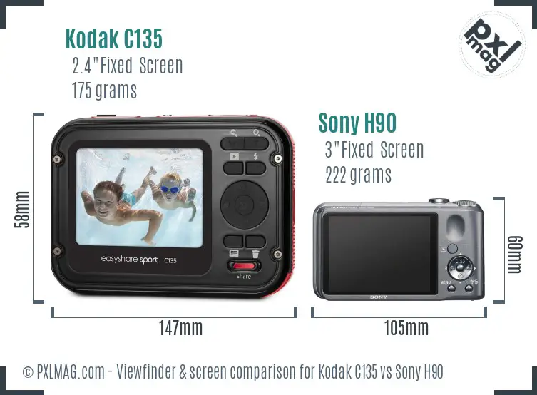 Kodak C135 vs Sony H90 Screen and Viewfinder comparison