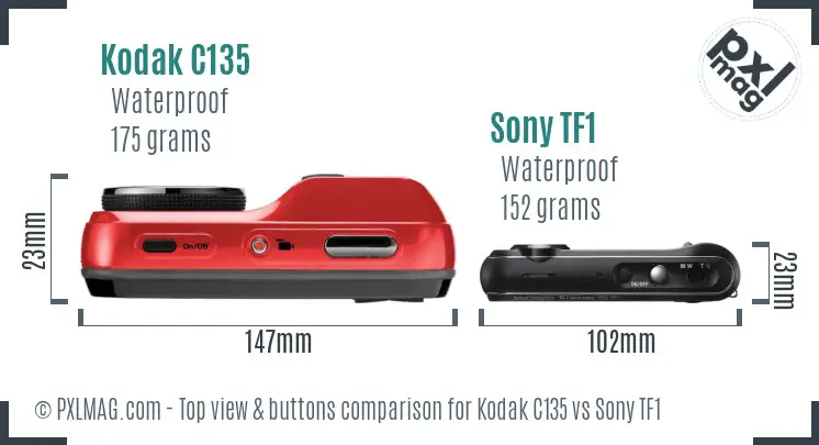 Kodak C135 vs Sony TF1 top view buttons comparison