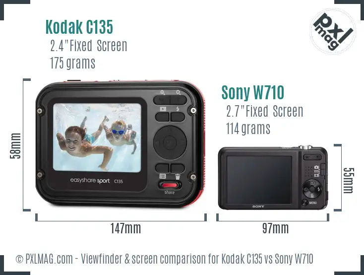 Kodak C135 vs Sony W710 Screen and Viewfinder comparison Kodak C135 vs Sony W710 Screen and Viewfinder comparison