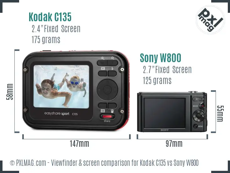 Kodak C135 vs Sony W800 Screen and Viewfinder comparison Kodak C135 vs Sony W800 Screen and Viewfinder comparison
