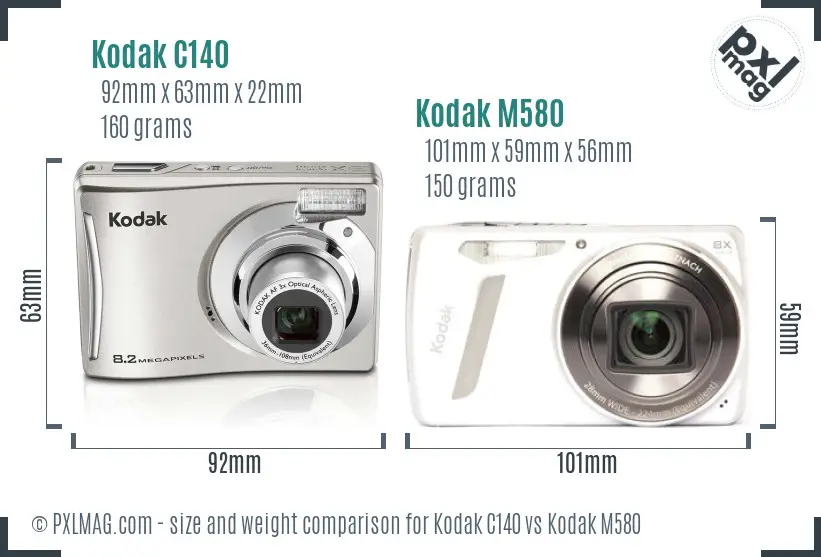 Kodak C140 vs Kodak M580 size comparison