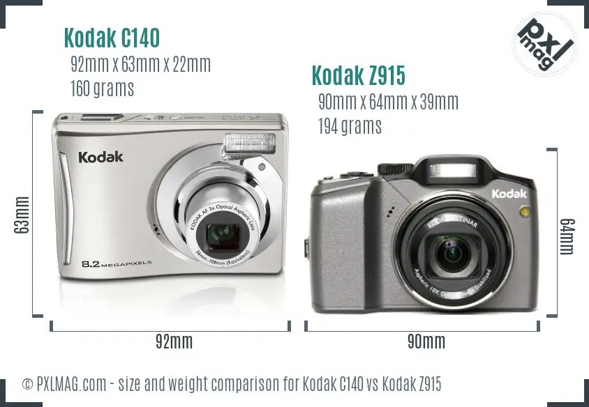 Kodak C140 vs Kodak Z915 size comparison Kodak C140 vs Kodak Z915 size comparison