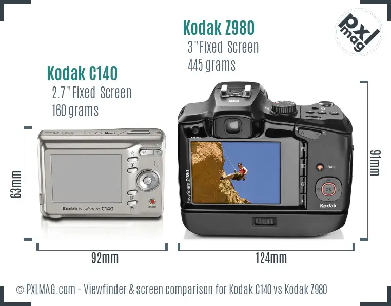 Kodak C140 vs Kodak Z980 Screen and Viewfinder comparison Kodak C140 vs Kodak Z980 Screen and Viewfinder comparison