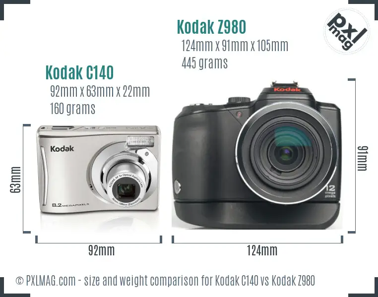Kodak C140 vs Kodak Z980 size comparison Kodak C140 vs Kodak Z980 size comparison