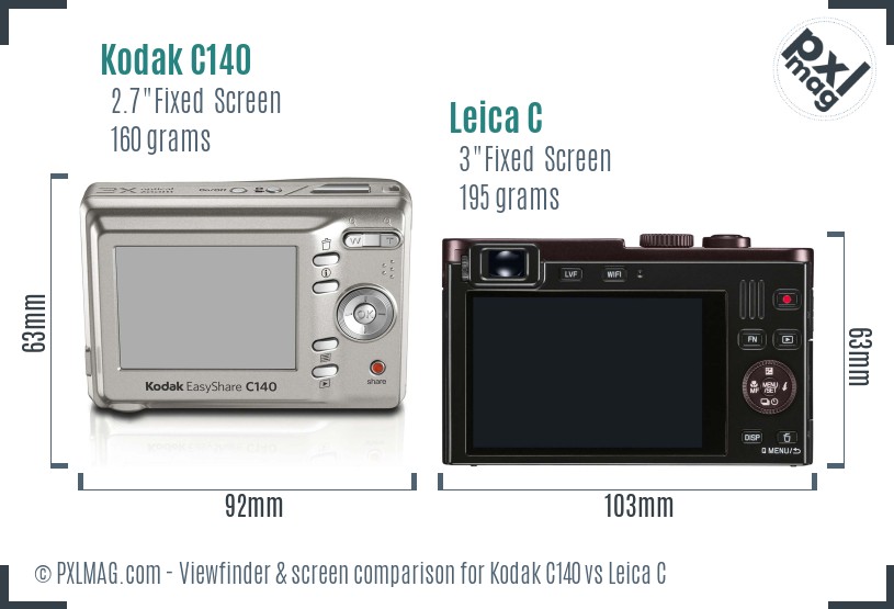 Kodak C140 vs Leica C Screen and Viewfinder comparison