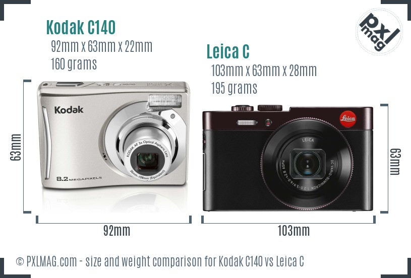 Kodak C140 vs Leica C size comparison Kodak C140 vs Leica C size comparison