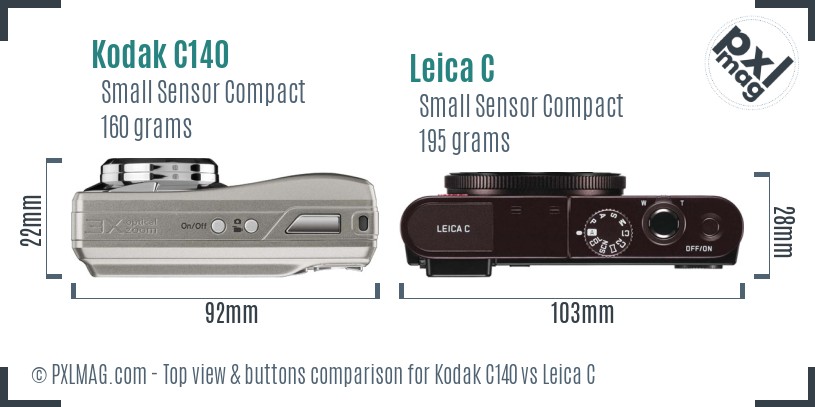 Kodak C140 vs Leica C top view buttons comparison