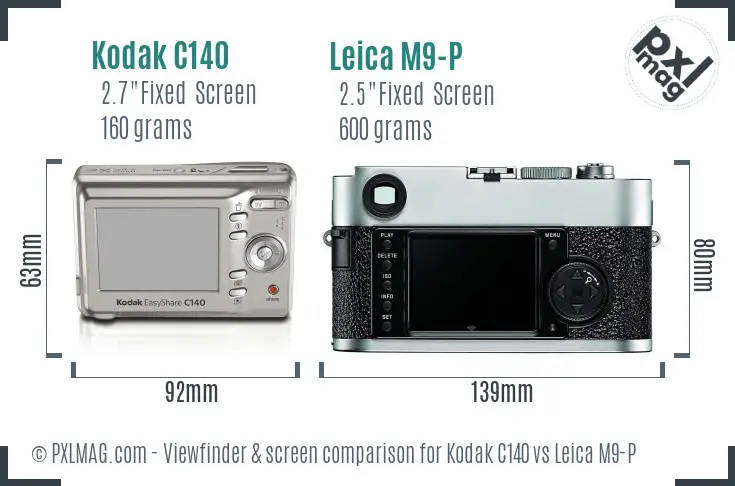 Kodak C140 vs Leica M9-P Screen and Viewfinder comparison