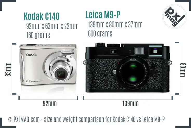 Kodak C140 vs Leica M9-P size comparison