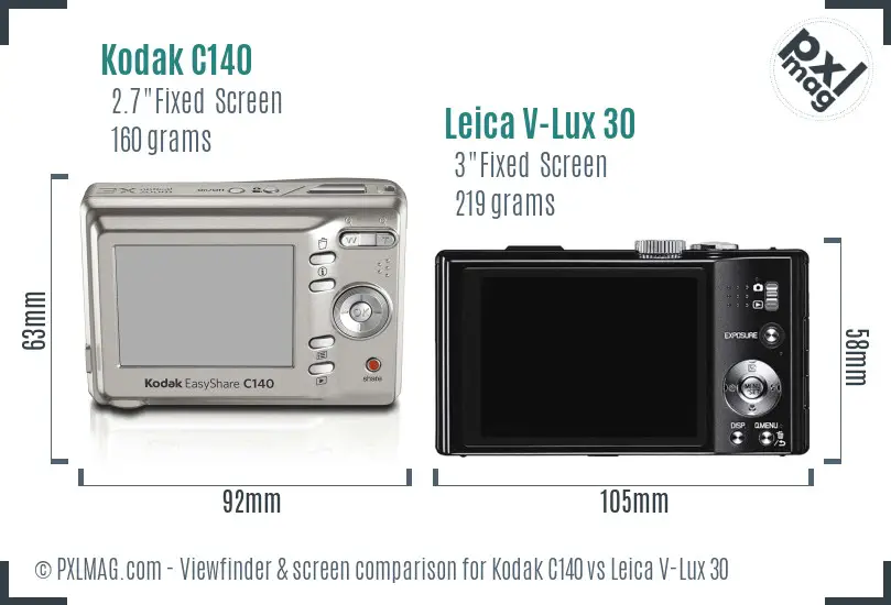 Kodak C140 vs Leica V-Lux 30 Screen and Viewfinder comparison Kodak C140 vs Leica V-Lux 30 Screen and Viewfinder comparison