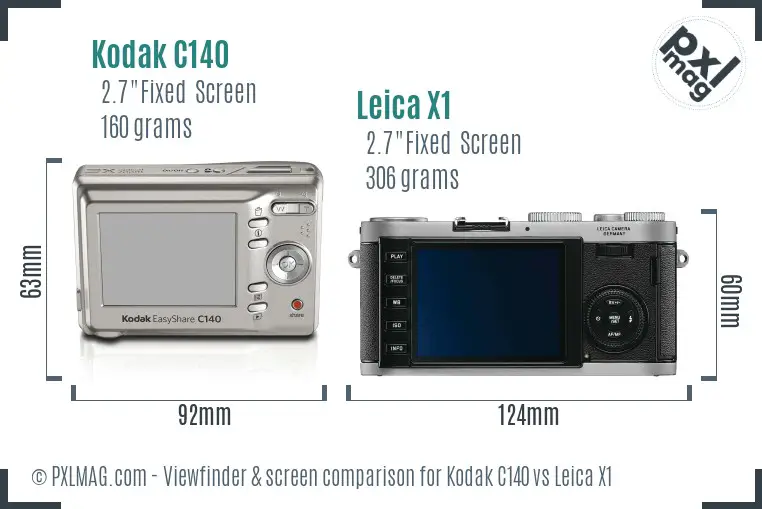 Kodak C140 vs Leica X1 Screen and Viewfinder comparison