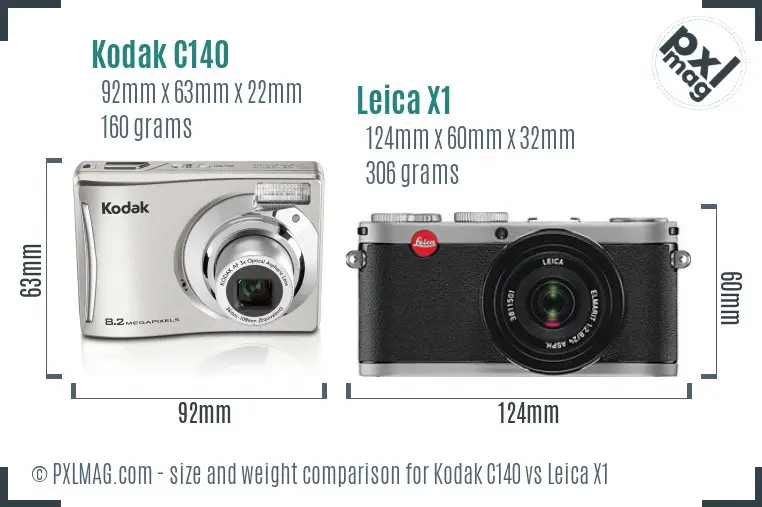 Kodak C140 vs Leica X1 size comparison
