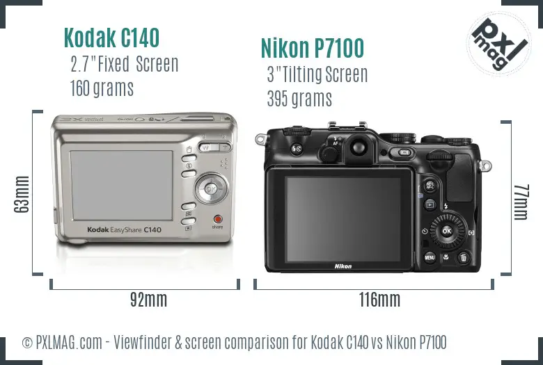 Kodak C140 vs Nikon P7100 Screen and Viewfinder comparison