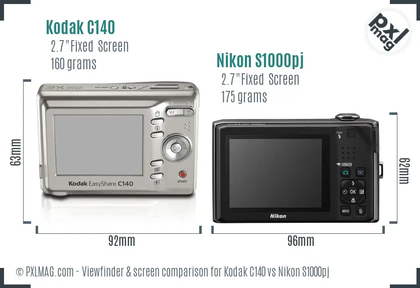 Kodak C140 vs Nikon S1000pj Screen and Viewfinder comparison Kodak C140 vs Nikon S1000pj Screen and Viewfinder comparison
