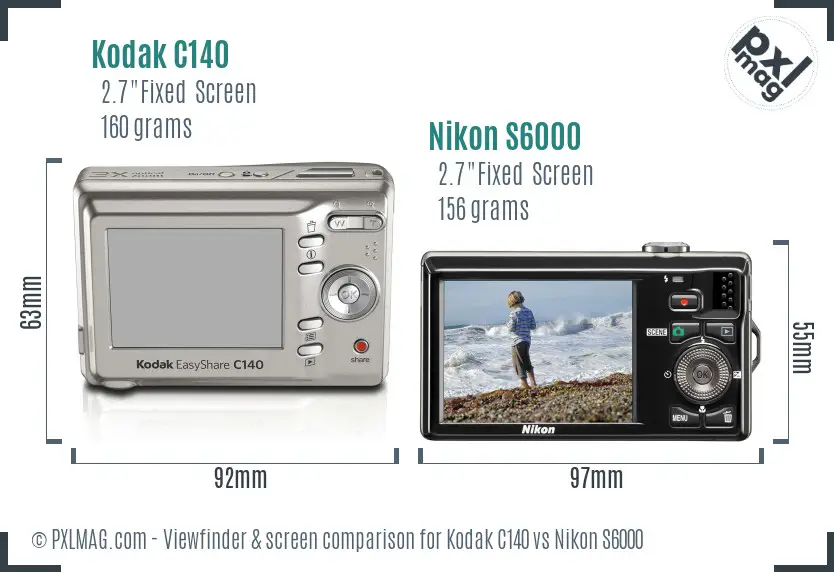 Kodak C140 vs Nikon S6000 Screen and Viewfinder comparison Kodak C140 vs Nikon S6000 Screen and Viewfinder comparison