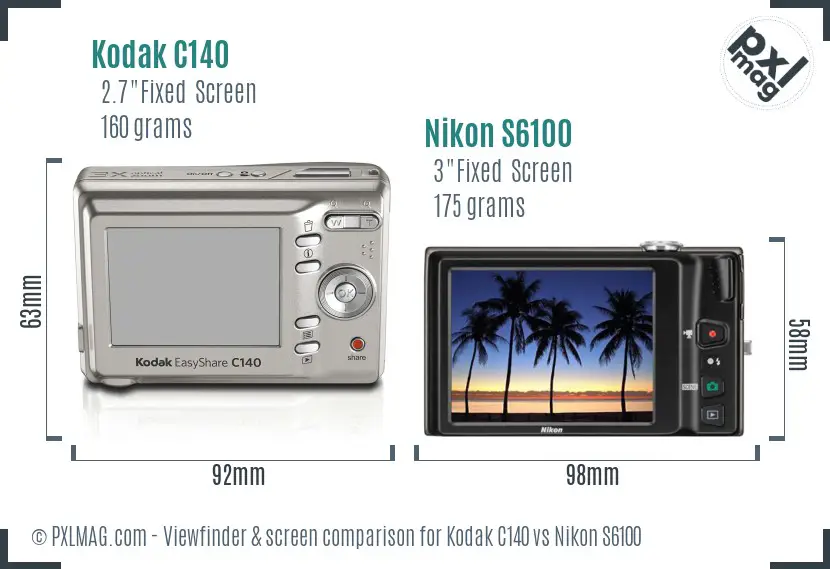 Kodak C140 vs Nikon S6100 Screen and Viewfinder comparison Kodak C140 vs Nikon S6100 Screen and Viewfinder comparison