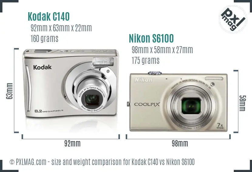 Kodak C140 vs Nikon S6100 size comparison Kodak C140 vs Nikon S6100 size comparison