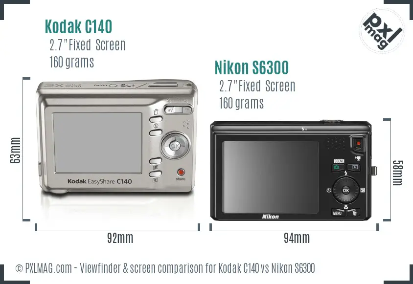 Kodak C140 vs Nikon S6300 Screen and Viewfinder comparison