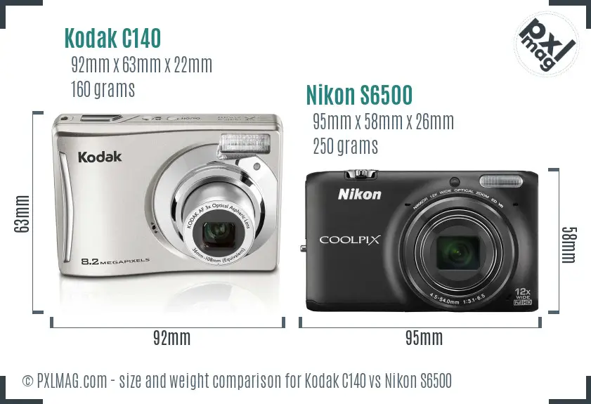 Kodak C140 vs Nikon S6500 size comparison Kodak C140 vs Nikon S6500 size comparison
