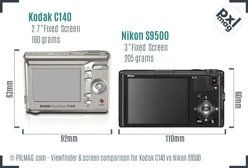 Kodak C140 vs Nikon S9500 Screen and Viewfinder comparison Kodak C140 vs Nikon S9500 Screen and Viewfinder comparison