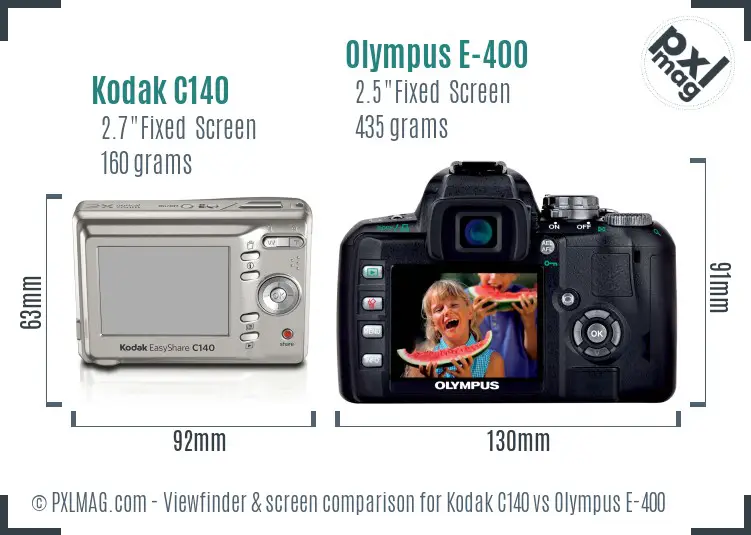 Kodak C140 vs Olympus E-400 Screen and Viewfinder comparison