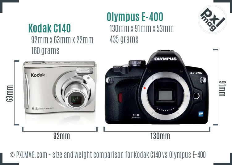 Kodak C140 vs Olympus E-400 size comparison
