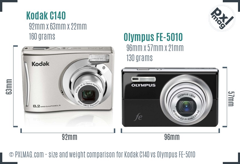 Kodak C140 vs Olympus FE-5010 size comparison Kodak C140 vs Olympus FE-5010 size comparison