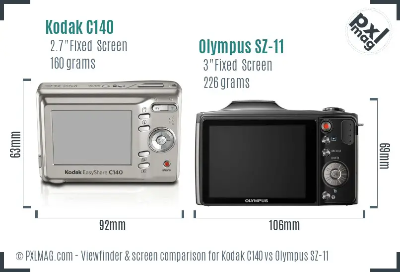 Kodak C140 vs Olympus SZ-11 Screen and Viewfinder comparison Kodak C140 vs Olympus SZ-11 Screen and Viewfinder comparison