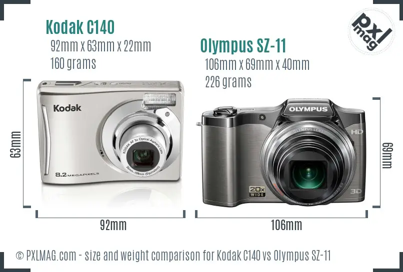 Kodak C140 vs Olympus SZ-11 size comparison Kodak C140 vs Olympus SZ-11 size comparison