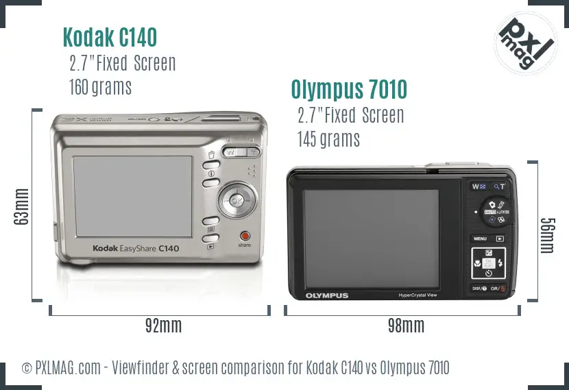 Kodak C140 vs Olympus 7010 Screen and Viewfinder comparison Kodak C140 vs Olympus 7010 Screen and Viewfinder comparison
