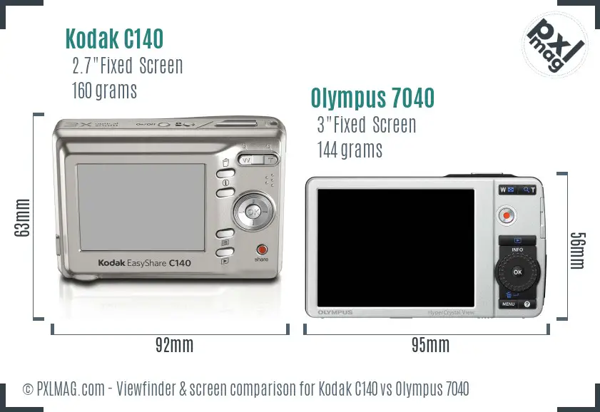 Kodak C140 vs Olympus 7040 Screen and Viewfinder comparison Kodak C140 vs Olympus 7040 Screen and Viewfinder comparison