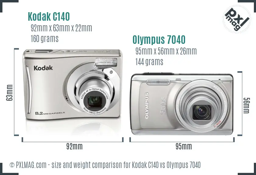 Kodak C140 vs Olympus 7040 size comparison Kodak C140 vs Olympus 7040 size comparison