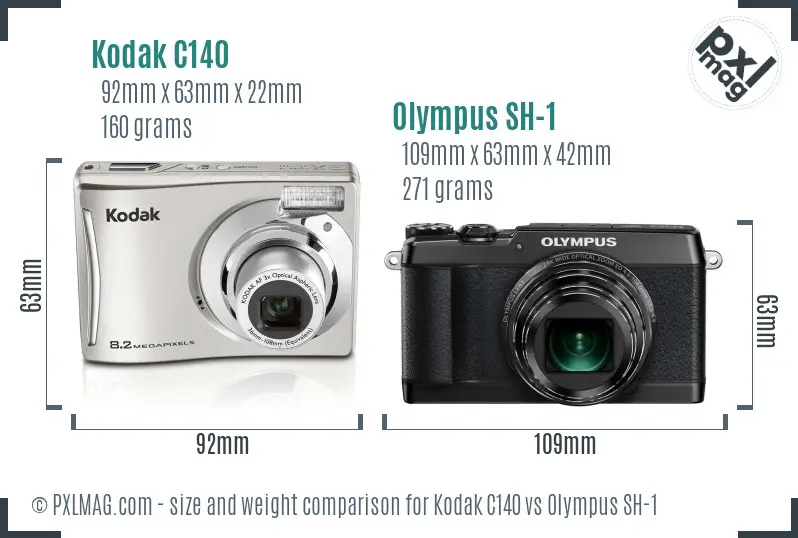 Kodak C140 vs Olympus SH-1 size comparison Kodak C140 vs Olympus SH-1 size comparison