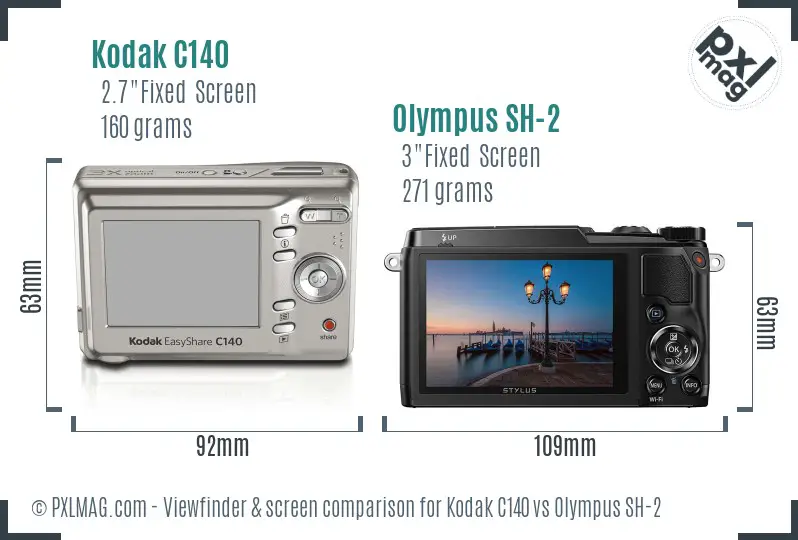 Kodak C140 vs Olympus SH-2 Screen and Viewfinder comparison