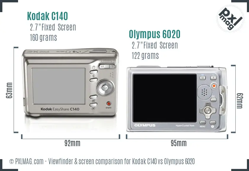 Kodak C140 vs Olympus 6020 Screen and Viewfinder comparison