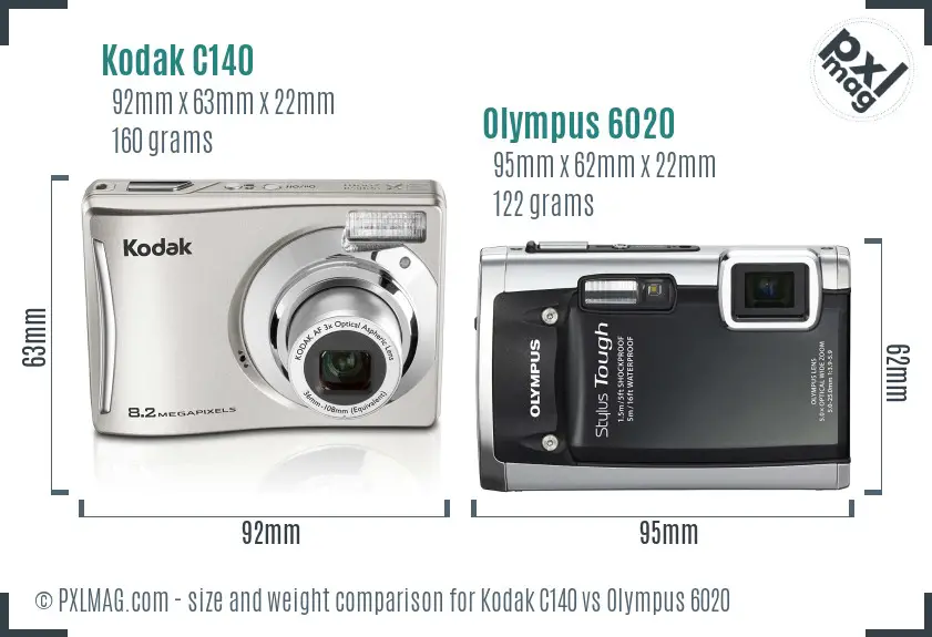 Kodak C140 vs Olympus 6020 size comparison