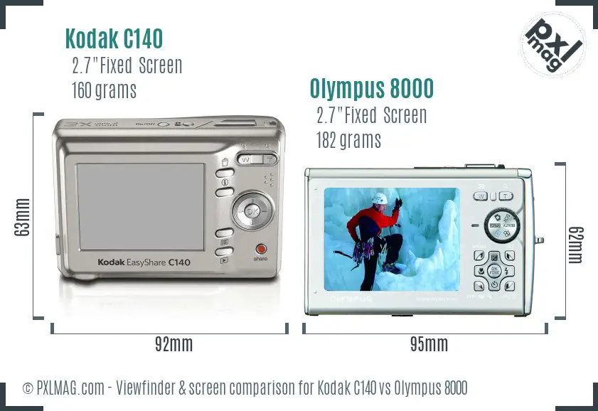 Kodak C140 vs Olympus 8000 Screen and Viewfinder comparison Kodak C140 vs Olympus 8000 Screen and Viewfinder comparison