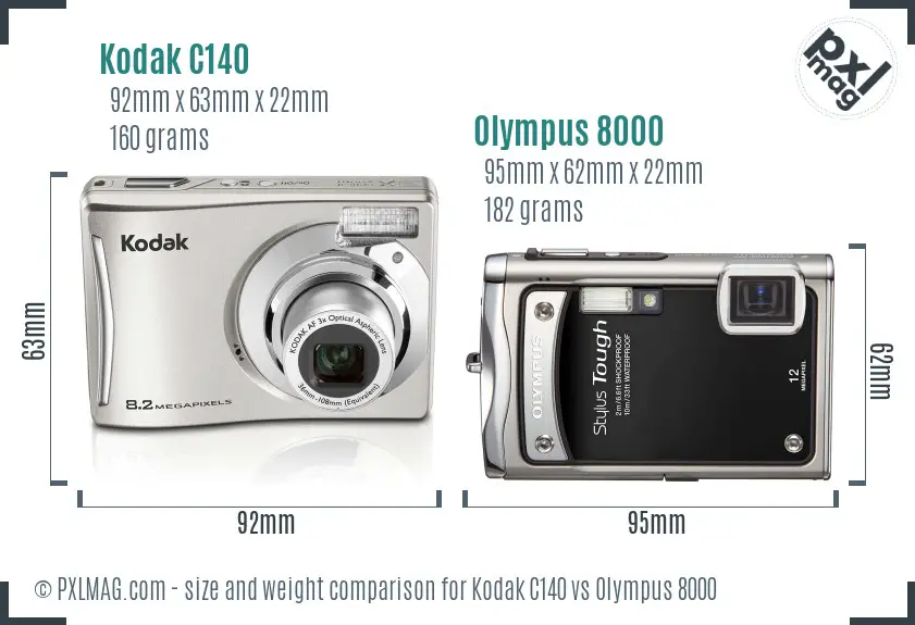 Kodak C140 vs Olympus 8000 size comparison Kodak C140 vs Olympus 8000 size comparison