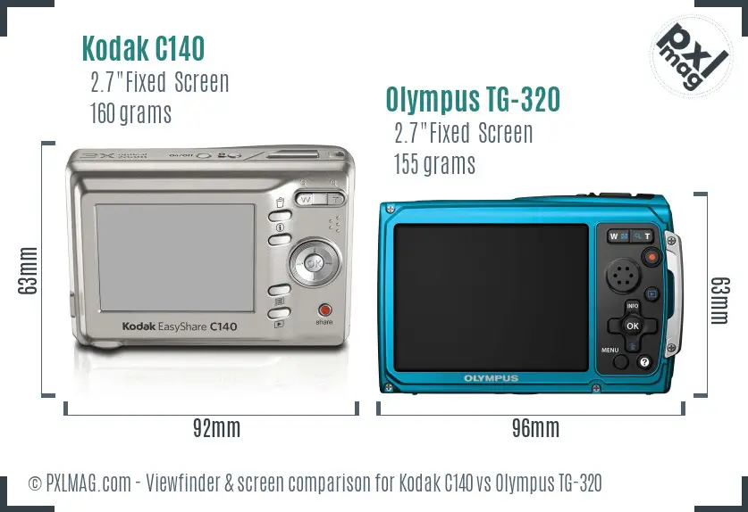 Kodak C140 vs Olympus TG-320 Screen and Viewfinder comparison Kodak C140 vs Olympus TG-320 Screen and Viewfinder comparison