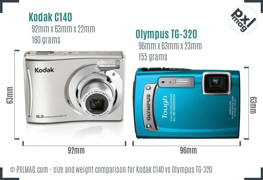Kodak C140 vs Olympus TG-320 size comparison Kodak C140 vs Olympus TG-320 size comparison