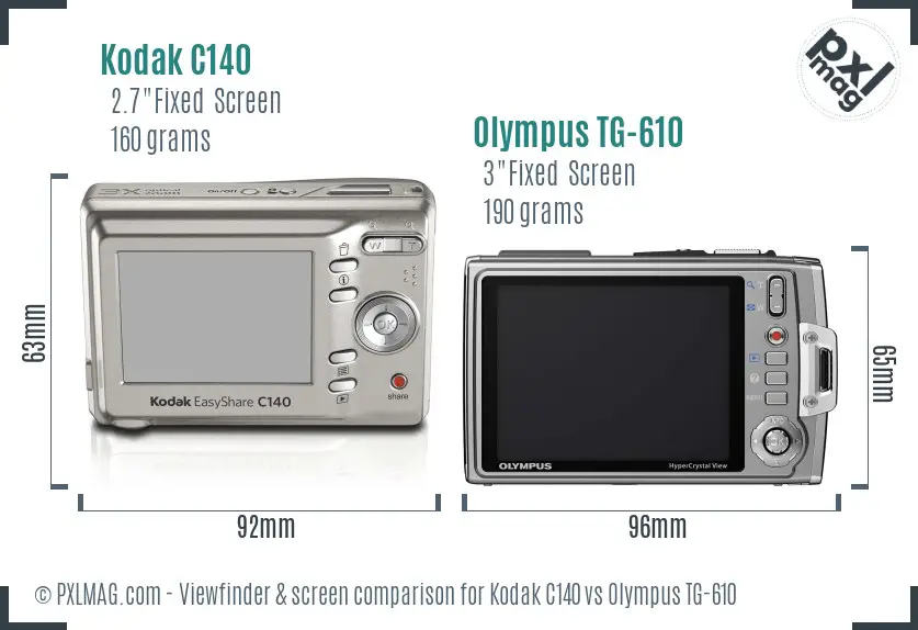 Kodak C140 vs Olympus TG-610 Screen and Viewfinder comparison Kodak C140 vs Olympus TG-610 Screen and Viewfinder comparison