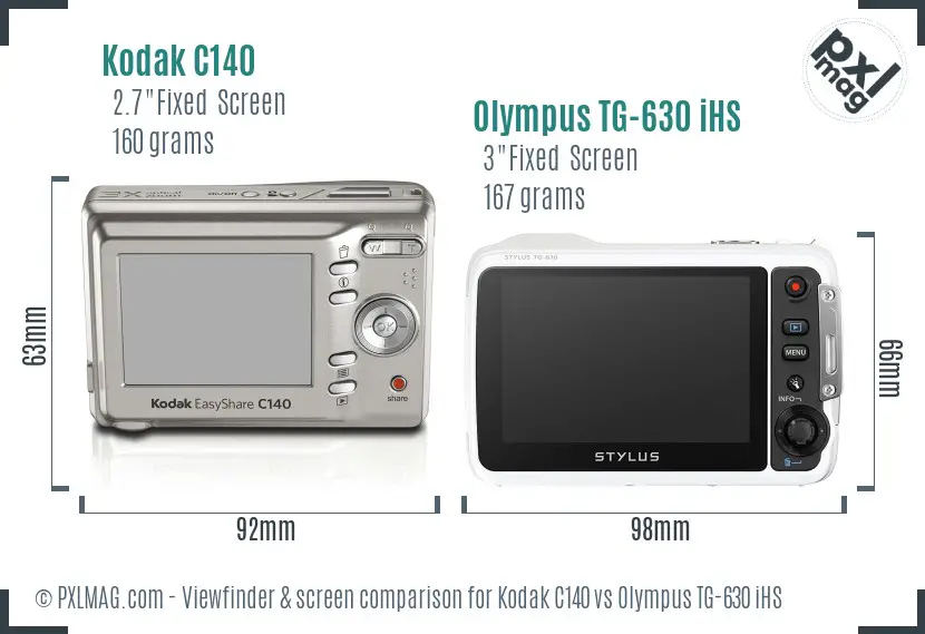 Kodak C140 vs Olympus TG-630 iHS Screen and Viewfinder comparison Kodak C140 vs Olympus TG-630 iHS Screen and Viewfinder comparison