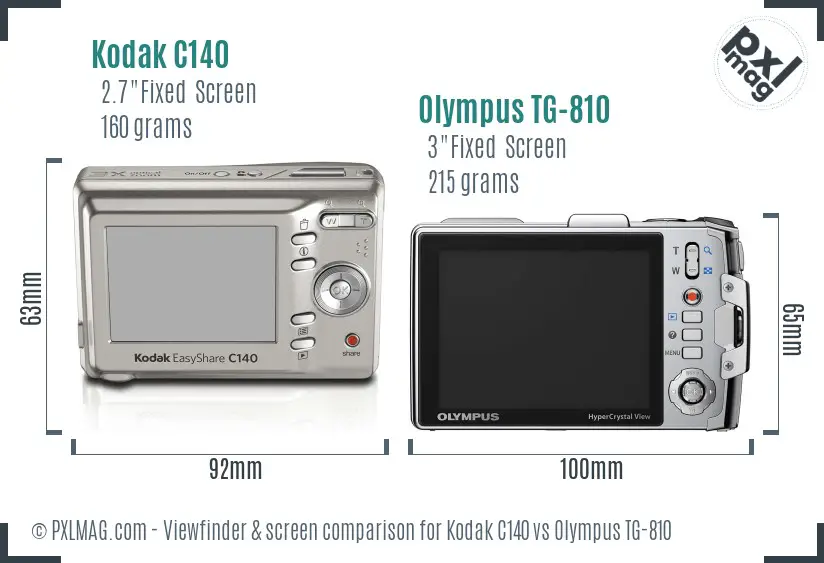 Kodak C140 vs Olympus TG-810 Screen and Viewfinder comparison