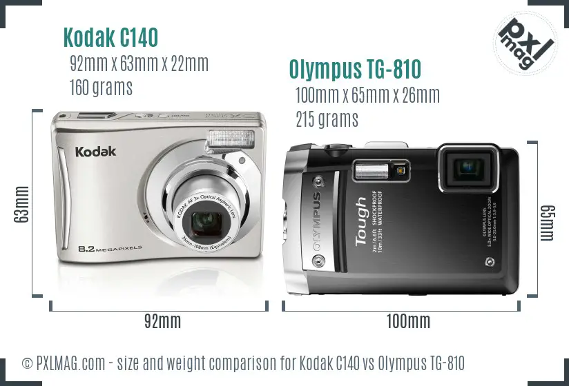 Kodak C140 vs Olympus TG-810 size comparison