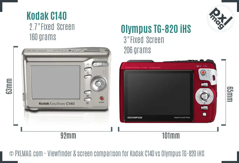 Kodak C140 vs Olympus TG-820 iHS Screen and Viewfinder comparison